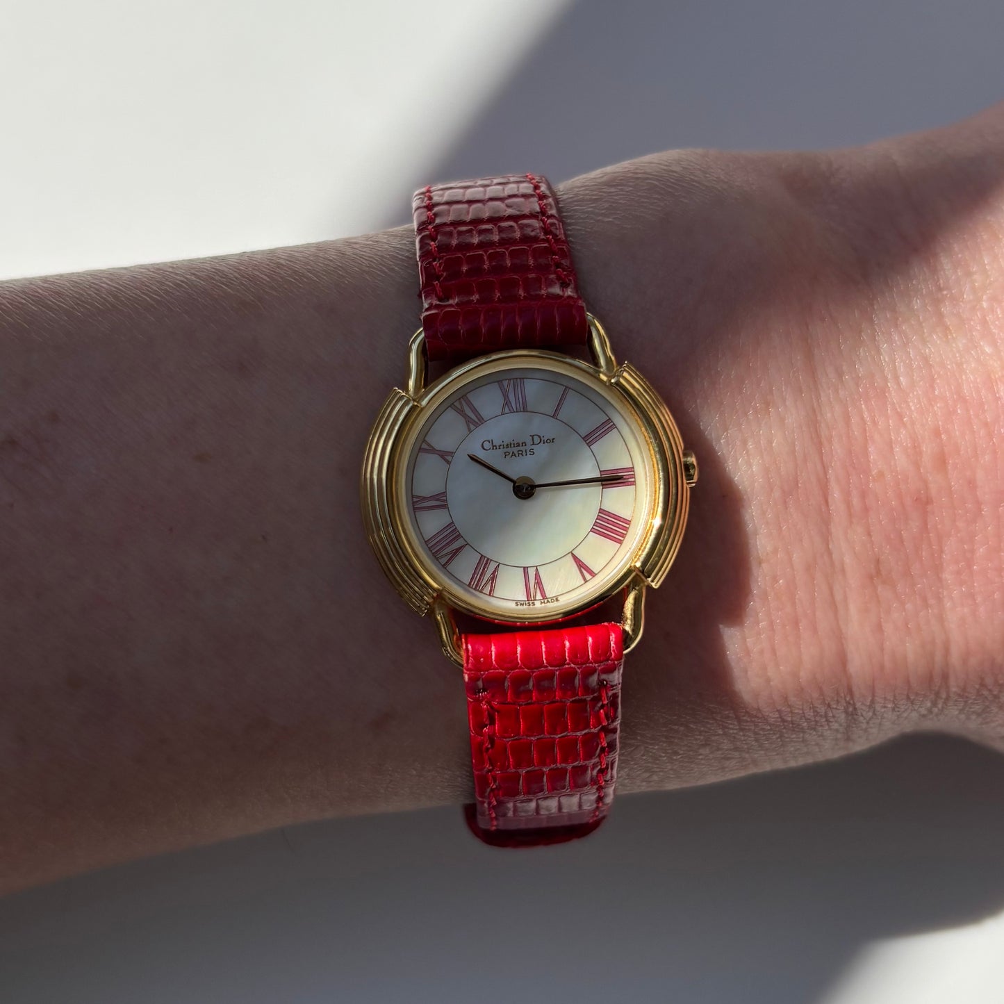 Dior 1990s Seashell Dial Gold Plated Watch