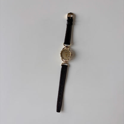 Gucci 1980s Round Dial Horsebit Gold Plated Watch