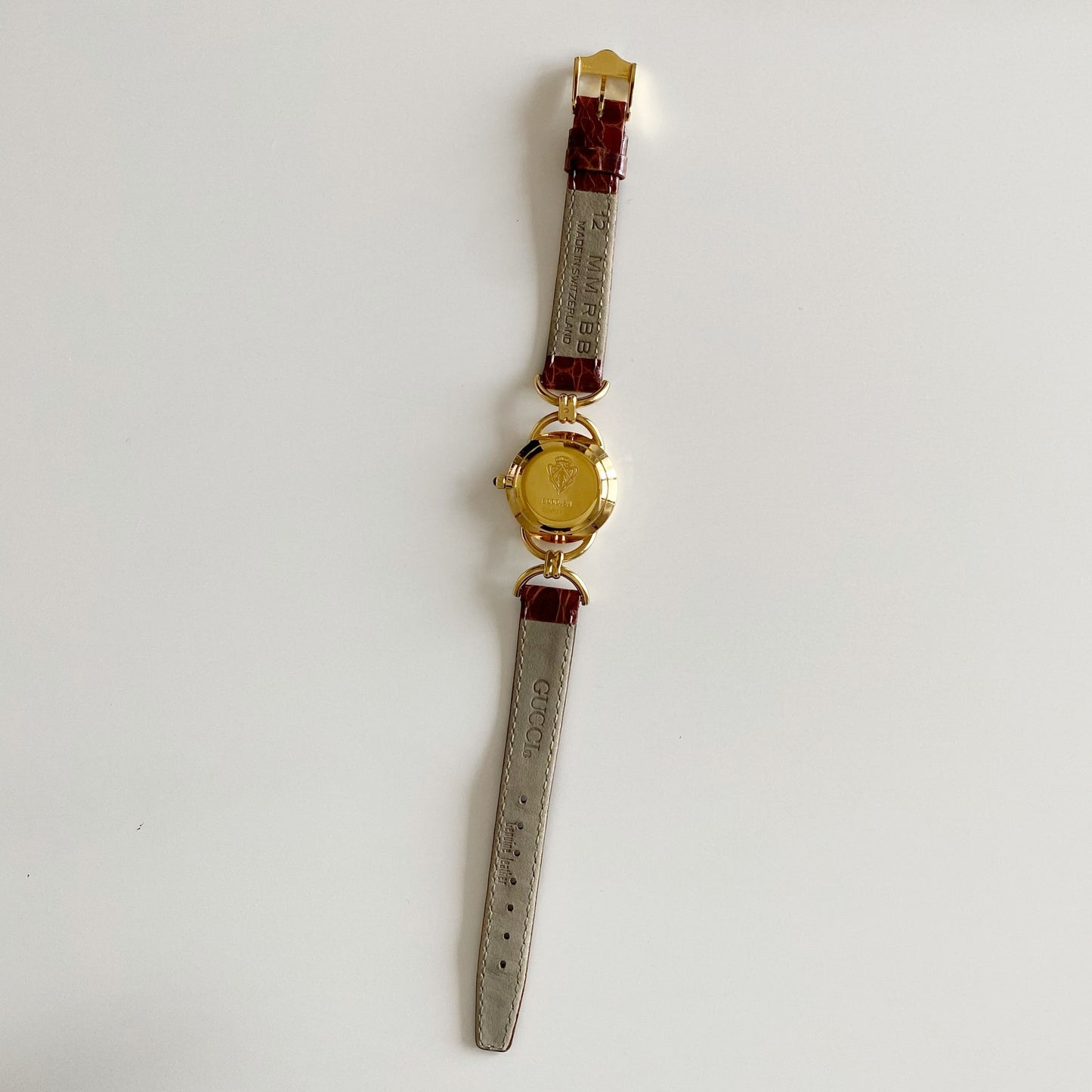 Gucci 1990s Gold Plated Round Dial Horsebit Watch