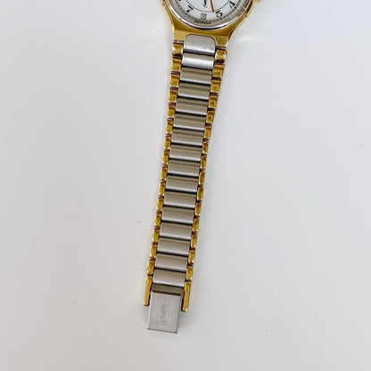 Yves Saint Laurent 1990s Moon Phase Two Tone Watch