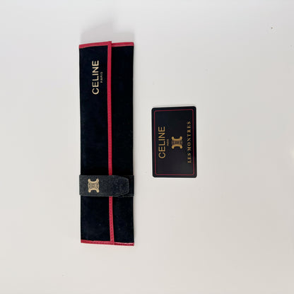 Celine 1980s Black Dial Gold Plated Watch