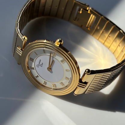 Dior 1990s Round Dial Gold Plated Watch (Large)