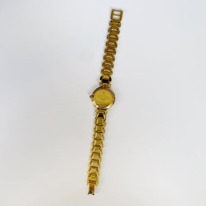 Fendi 1990s Seashell Dial Gold Plated Round Watch