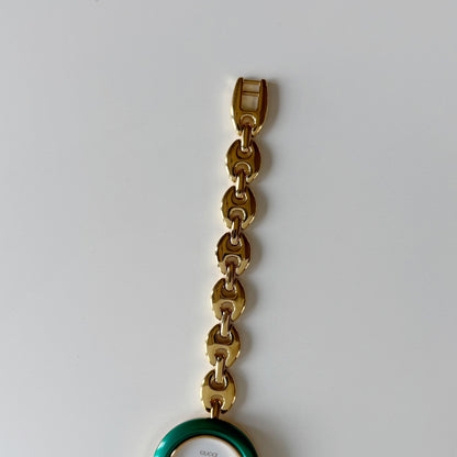 Gucci 1990s Interchangeable Bezel Gold Plated Chain Watch with 6 bezels, case (165mm)