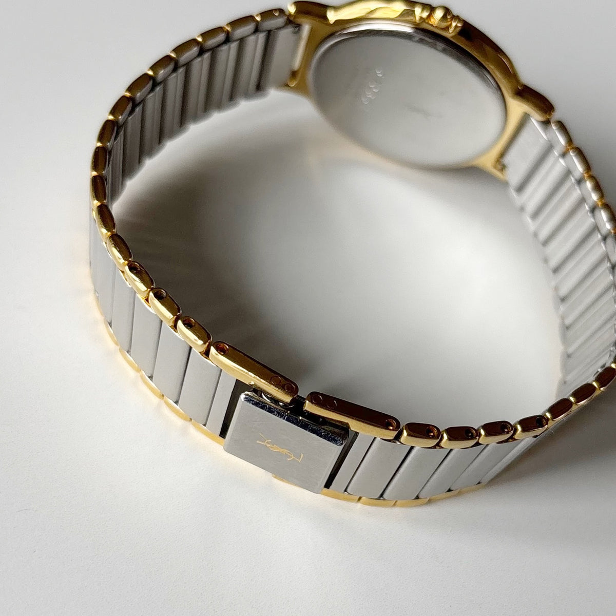 Yves Saint Laurent 1990s Large Round Dial Two Tone Gold Plated Watch (Large)