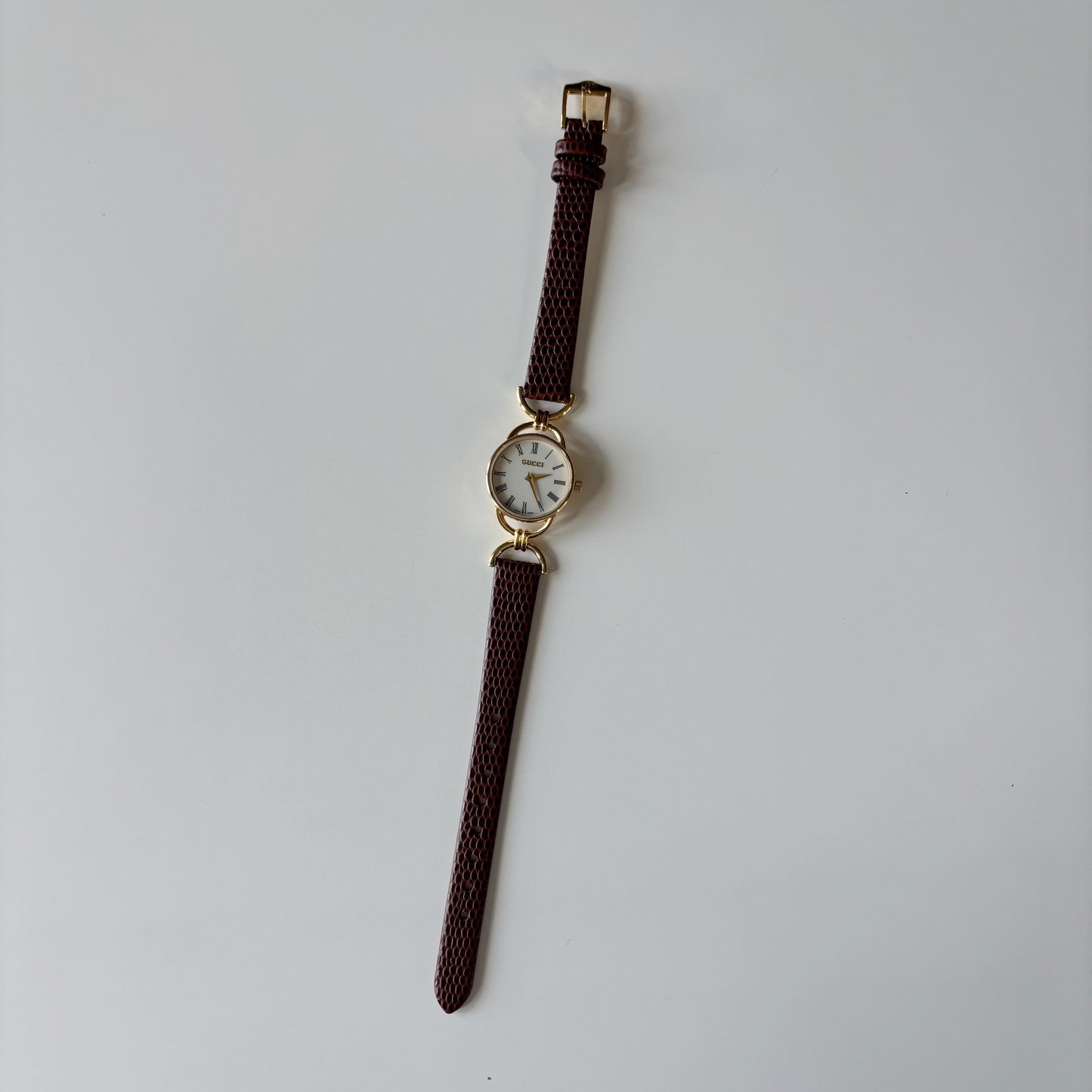 Gucci 1990s Round Dial Horsebit Gold Plated Watch