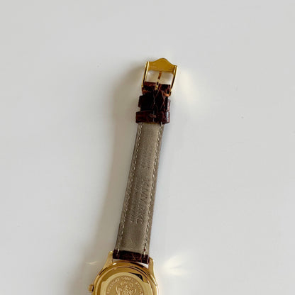 Gucci 1990s Date Round Dial Gold Plated Watch