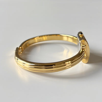 Yves Saint Laurent 1990s Seashell Dial Gold Plated Bangle Watch