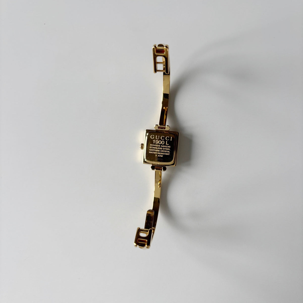 Gucci 1990s Square Dial Gold Plated Bangle Watch