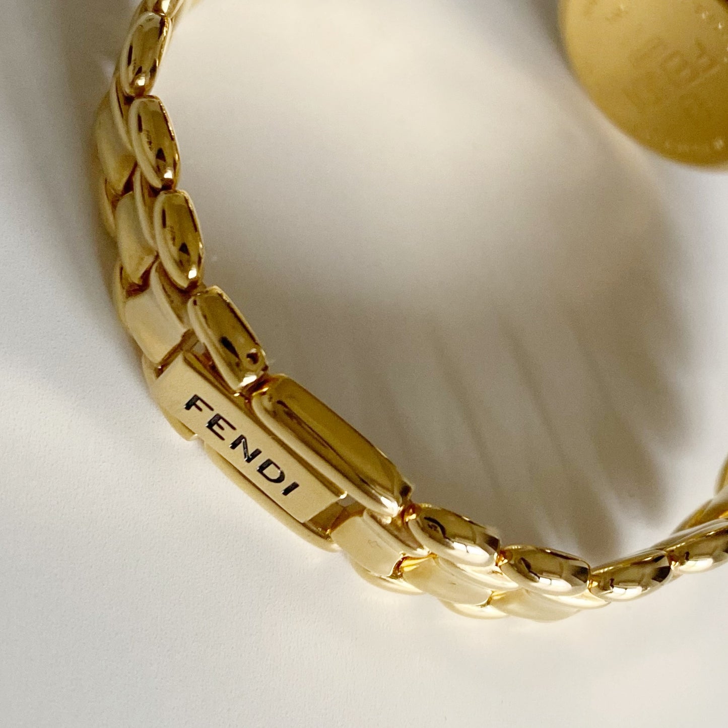 Fendi 1990s Seashell Dial Gold Plated Watch
