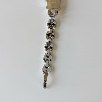 Gucci 1990s Interchangeable Strap Silver Watch with 3 straps, case