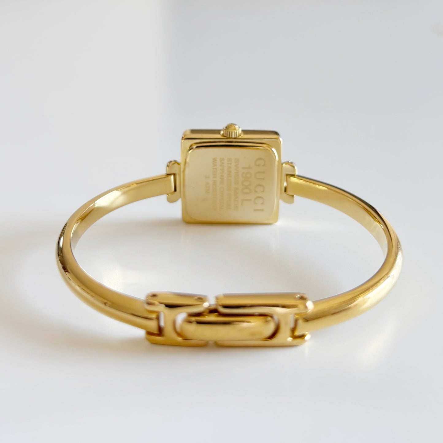 Gucci 1990s Square Dial Gold Plated Bangle Watch (Small)