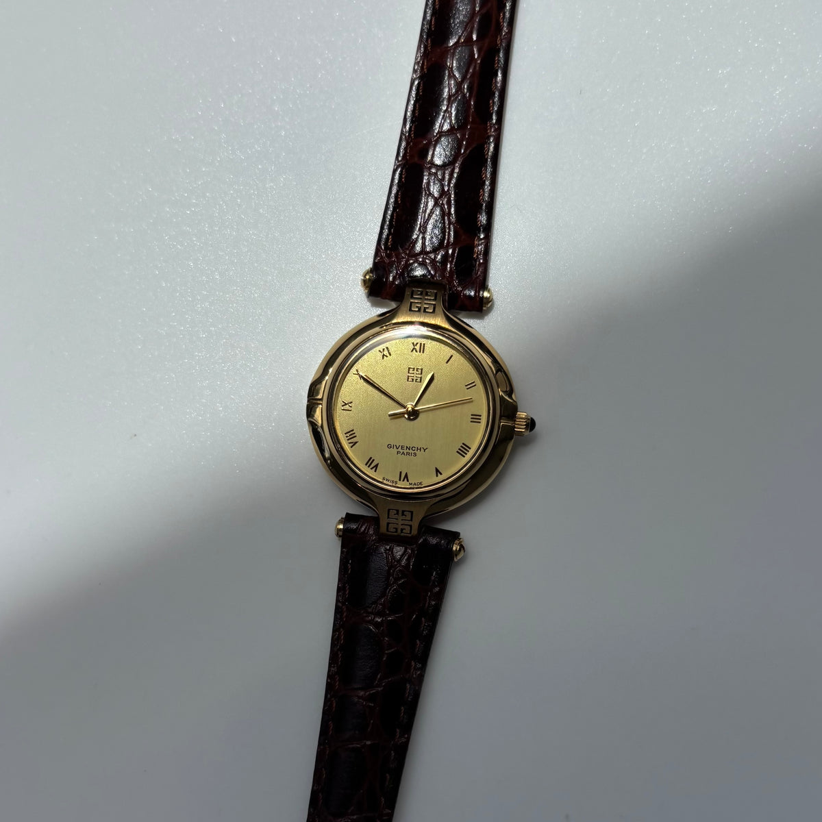 Givenchy 1990s Round Dial Gold Plated Watch