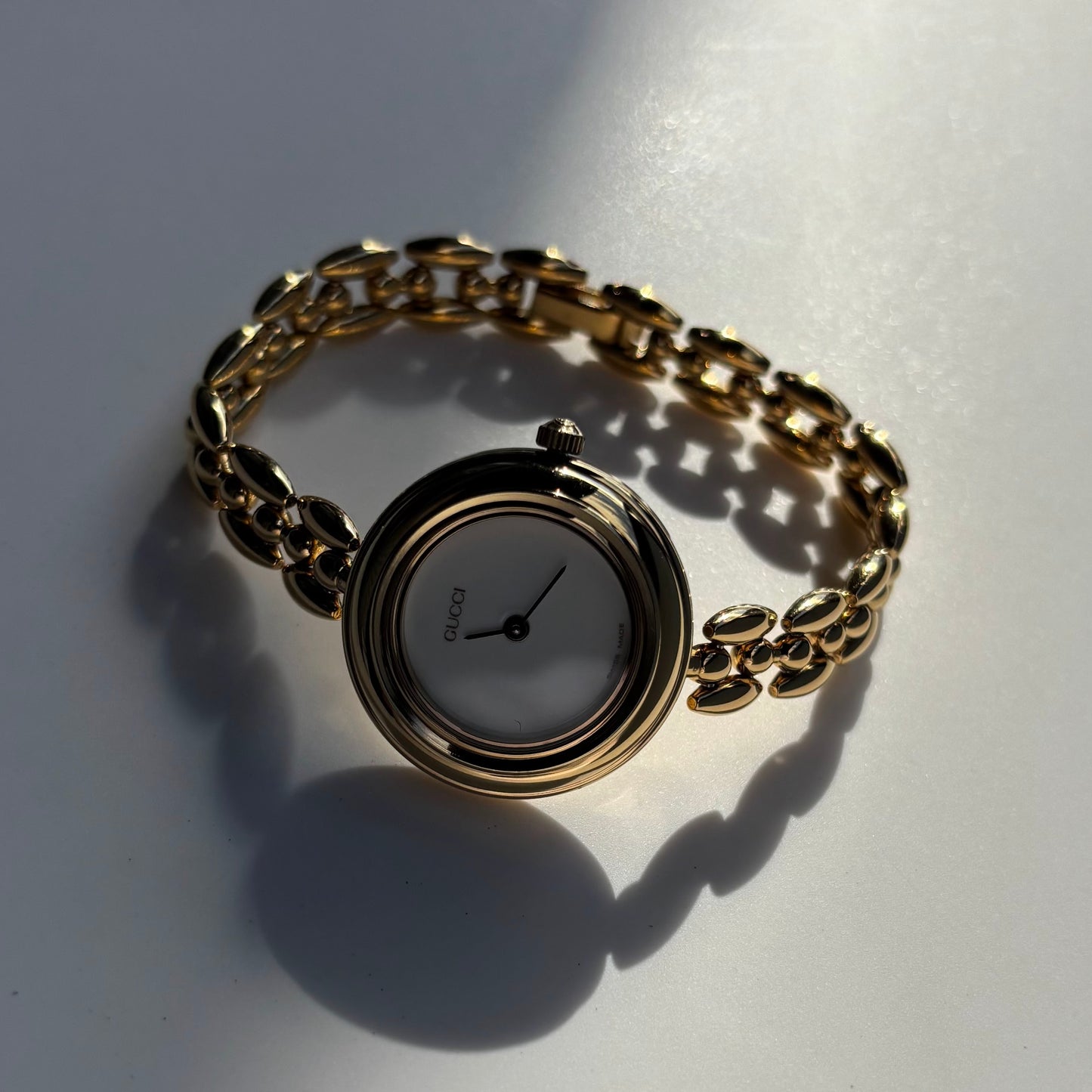 Gucci 1990s Interchangeable Bezel Gold Plated Watch with 6 bezels, case (160mm)