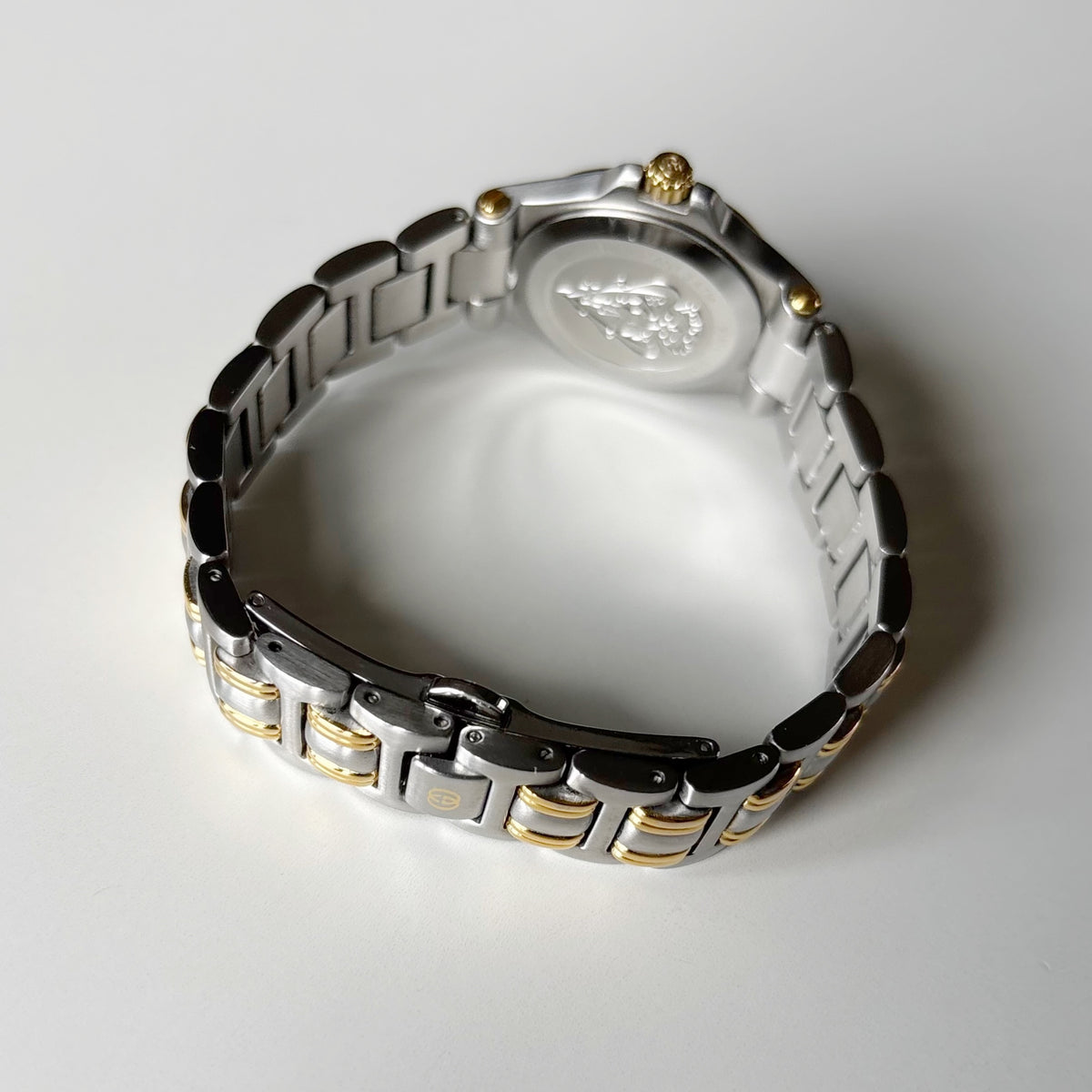 Gucci 1990s Date Round Dial Two Tone Gold Plated Watch