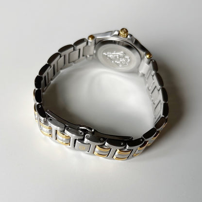 Gucci 1990s Date Round Dial Two Tone Gold Plated Watch