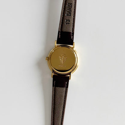 Gucci 1990s Sub Second Round Dial Gold Plated Watch