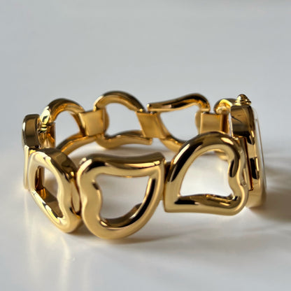Yves Saint Laurent 1990s Heart Shaped Dial Band Gold Plated Watch (8/1)