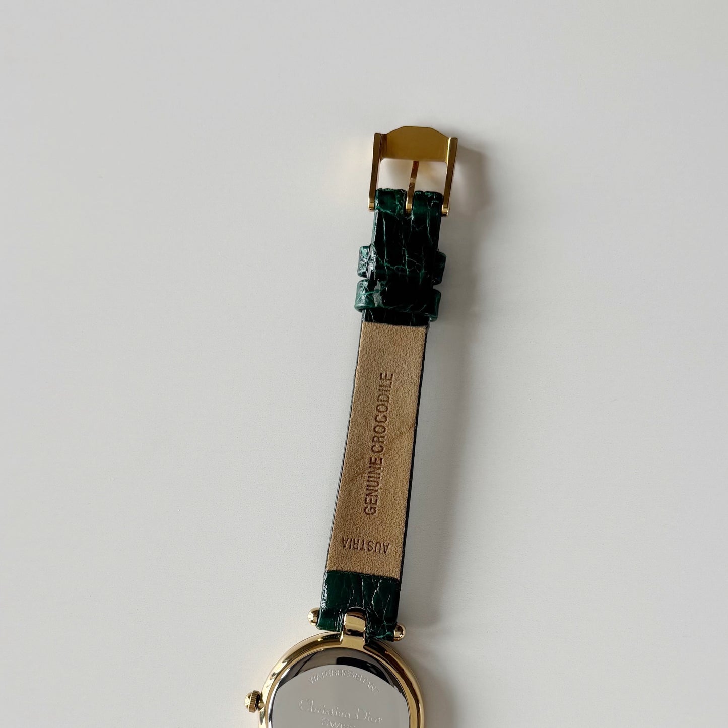 Dior 1990s Round Dial Interchangeable strap Gold Plated Watch with 3 straps, case