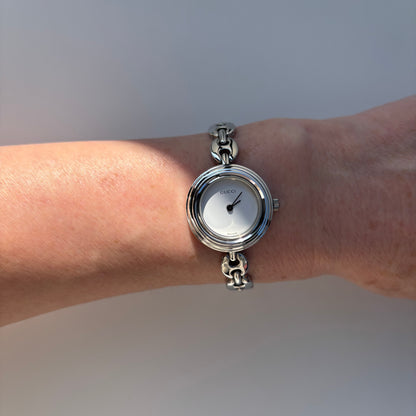 Gucci 1990s Interchangeable Bezel Stainless steel Chain Watch with 6 bezels, case (165mm)