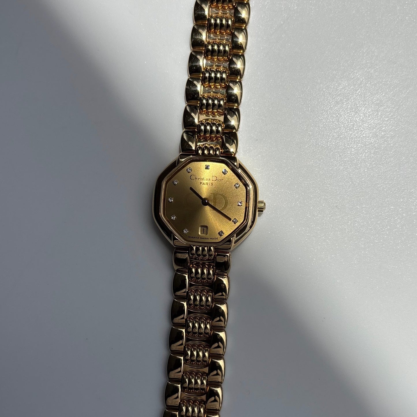 Dior 1990s Octagon Gold Plated Watch