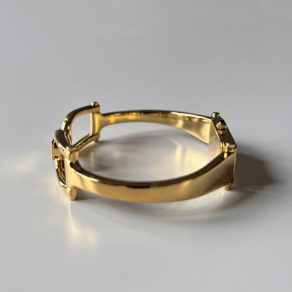 Gucci 1990s Gold Rectangular Dial Gold Plated Bangle Watch