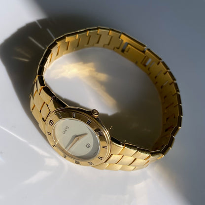 Gucci 1990s Gold Plated Round Watch