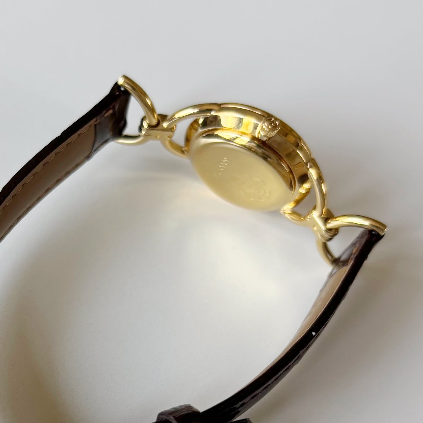 Gucci 1990s Seashell Dial Horsebit Gold Plated Watch