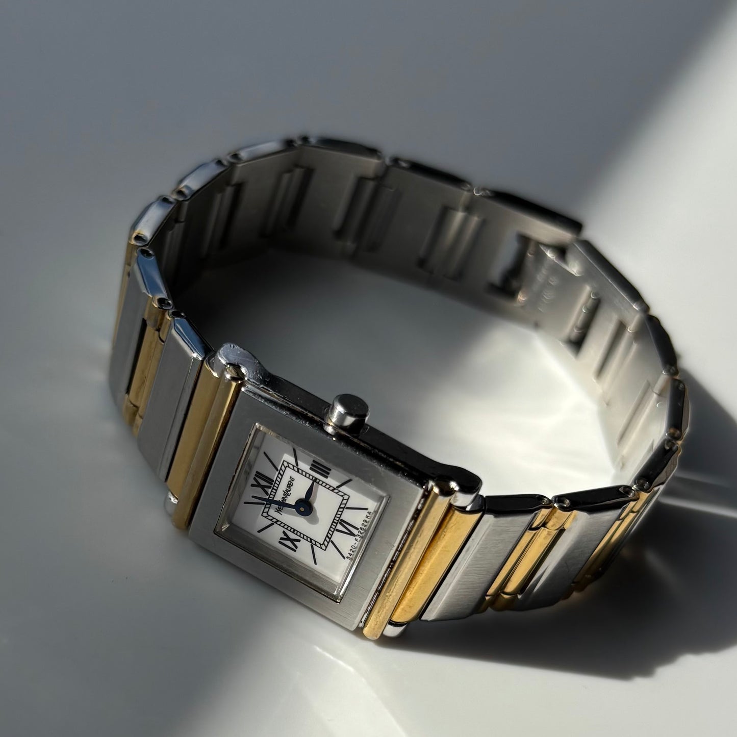 Yves Saint Laurent 1990s Square Dial Two Tone Watch