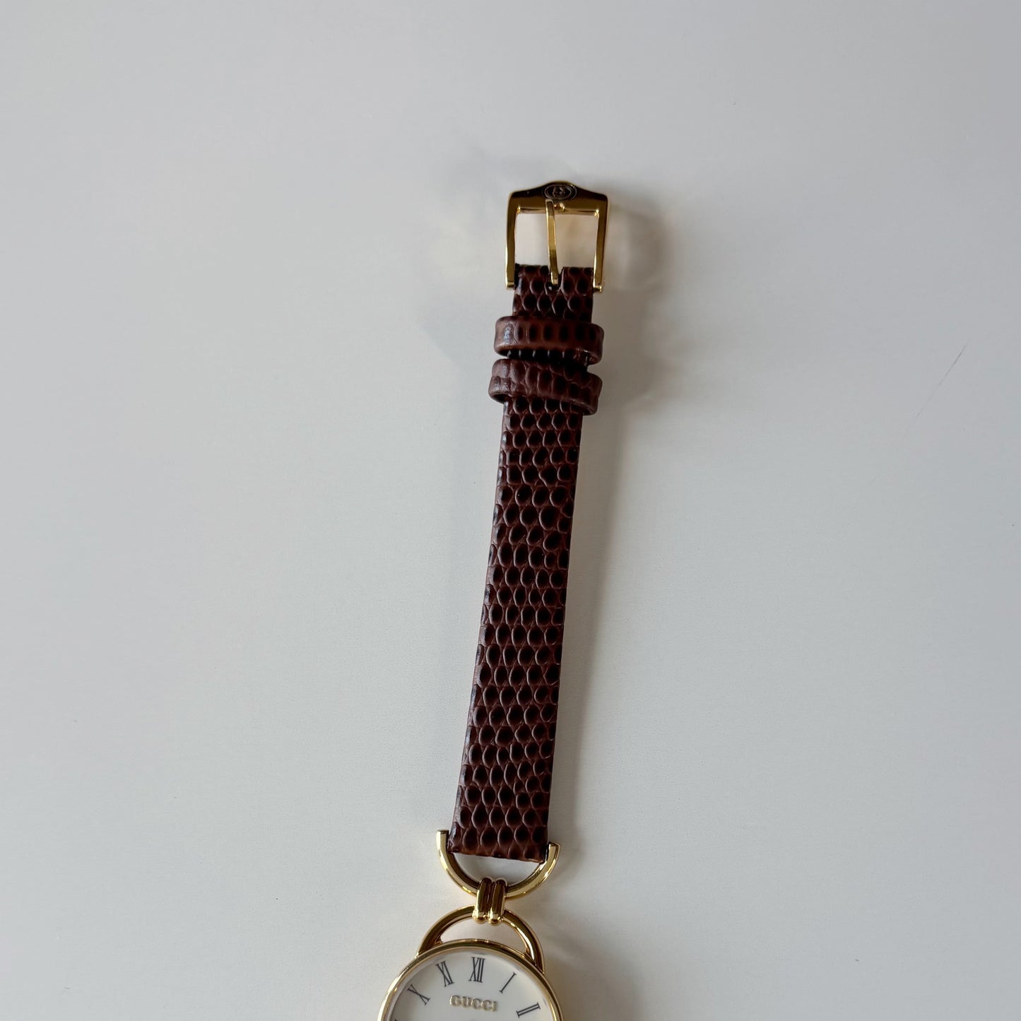 Gucci 1990s Round Dial Horsebit Gold Plated Watch
