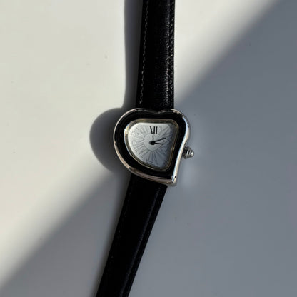 Yves Saint Laurent 1990s Heart Shaped Dial Silver Watch