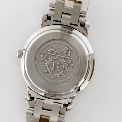 Hermes 1990s Clipper Seashell Dial Two Tone Watch