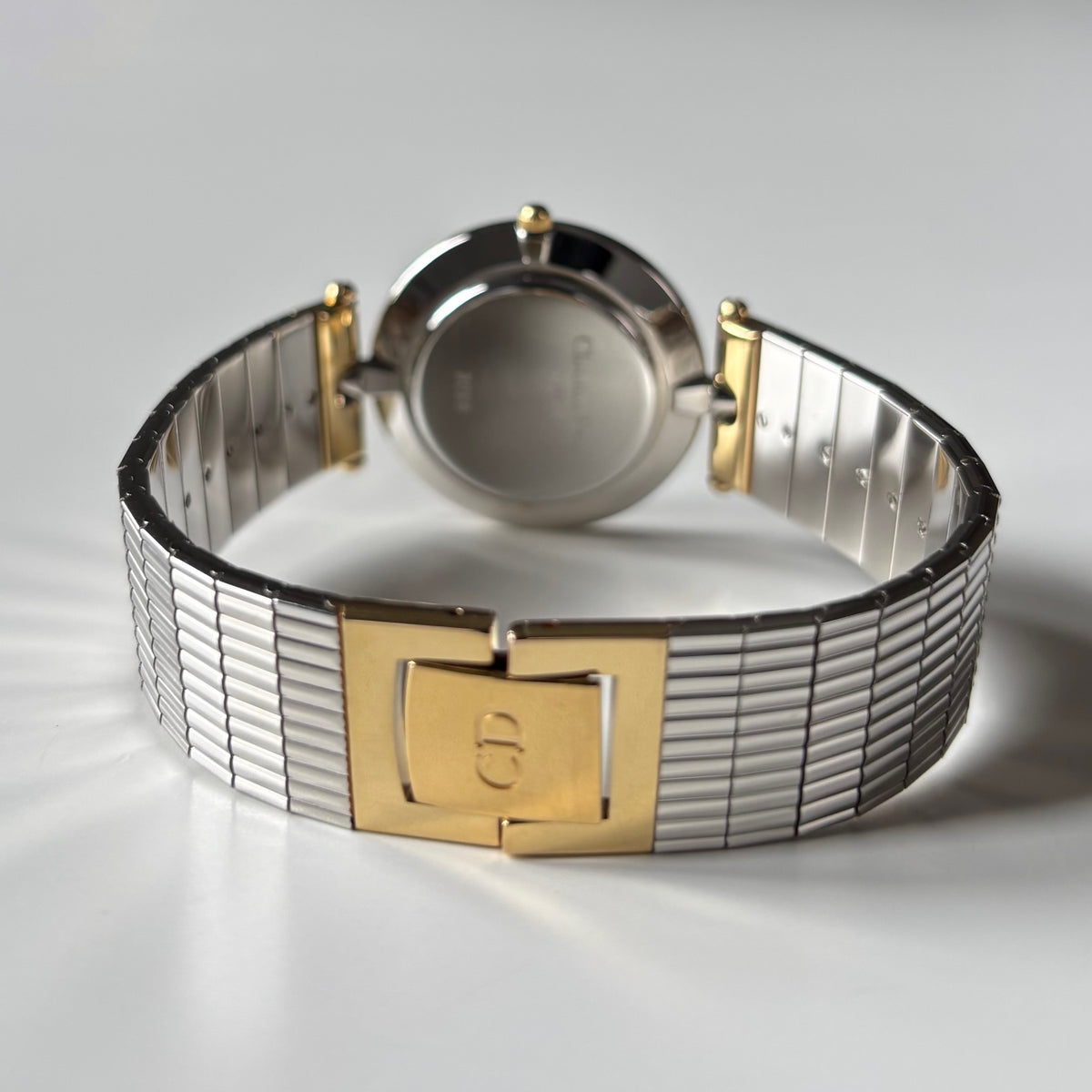 Dior 1990s Black Round Dial Two Tone Gold Plated Watch (Large)