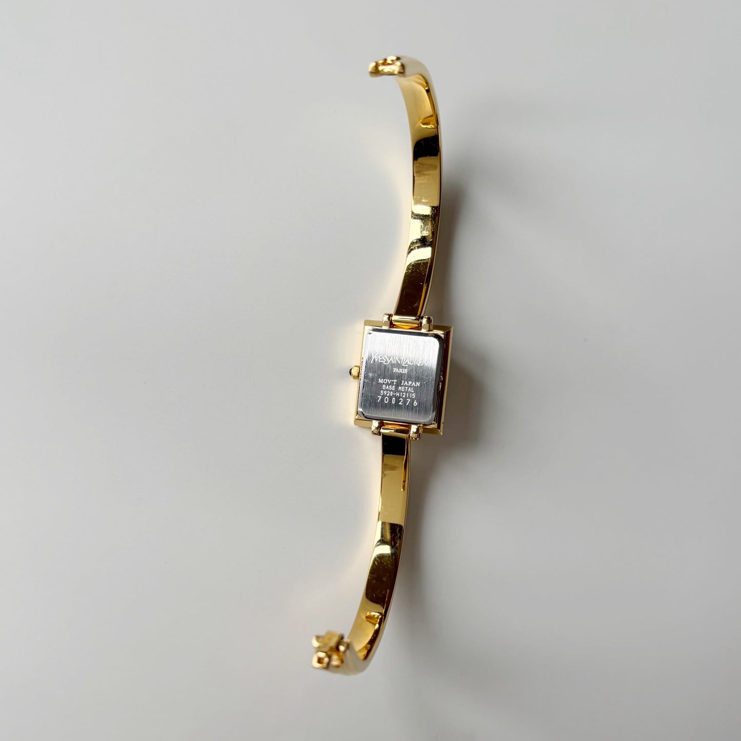 Yves Saint Laurent 1990s Seashell Dial Gold Plated Bangle Watch
