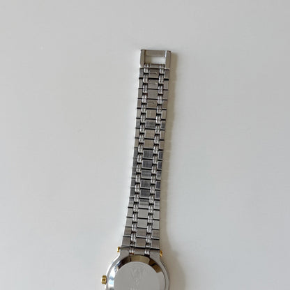 Gucci 1990s Date Round Dial Two Tone Gold Plated Watch