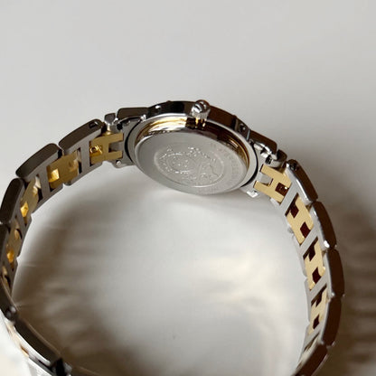 Hermes 1990s Clipper Round Dial Gold Plated Two Tone Watch