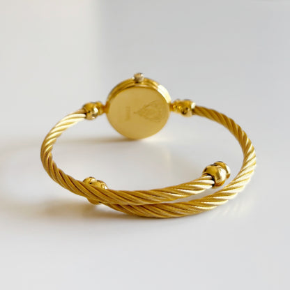 Gucci 1990s Seashell Dial Gold Plated Cable Bangle Watch