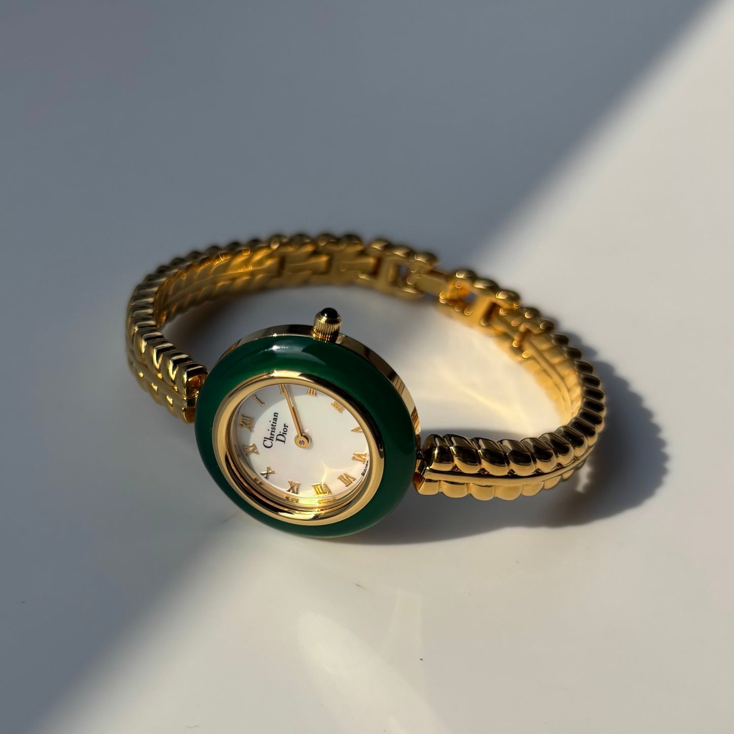 Dior 1990s Interchangeable Bezel Gold Plated Watch with 3 bezels
