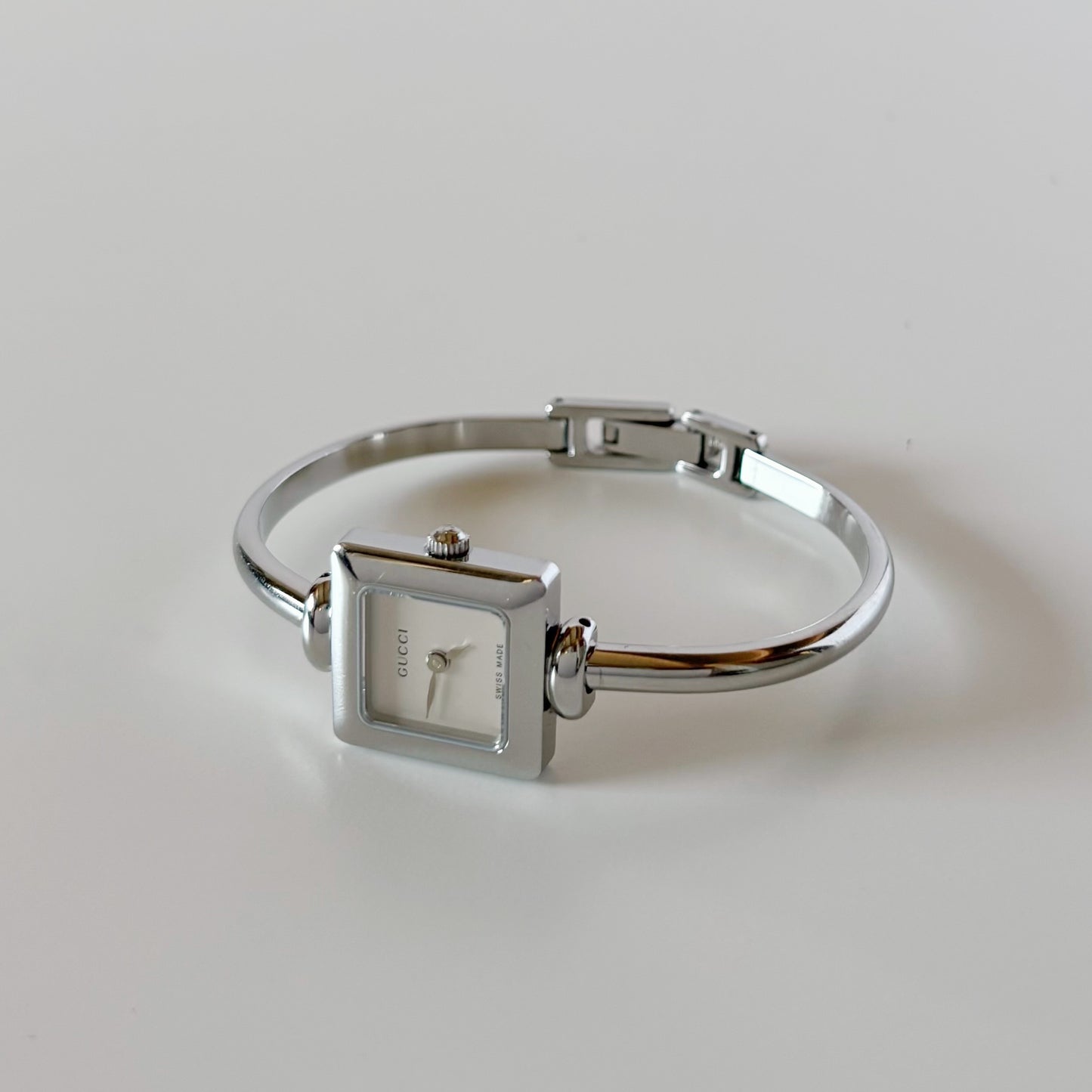 Gucci 1990s Square Dial Silver Bangle Watch