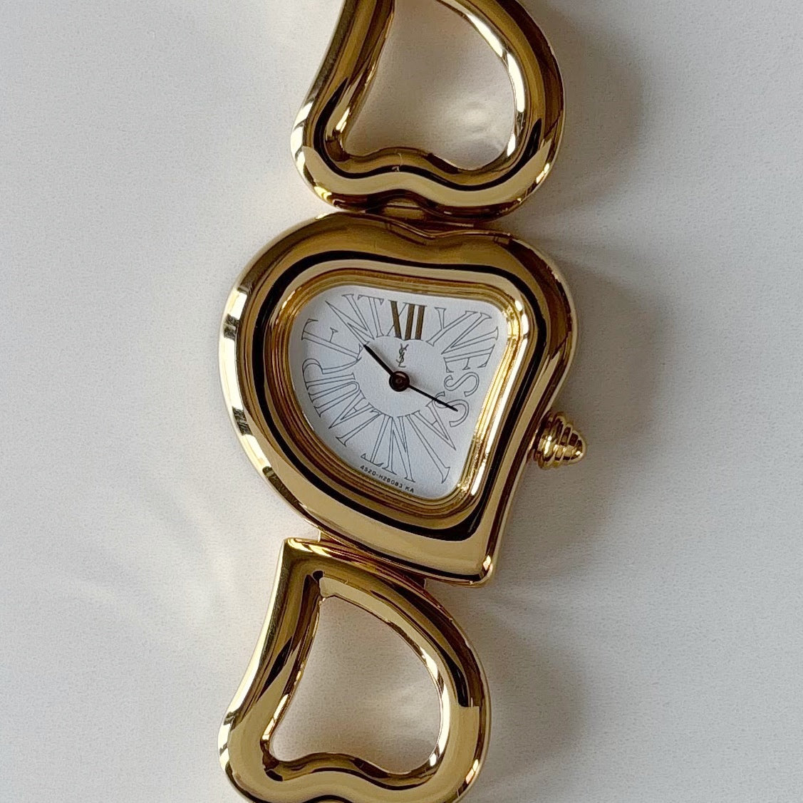 Yves Saint Laurent 1990s Heart Shaped Dial Band Gold Plated Watch (8/1)