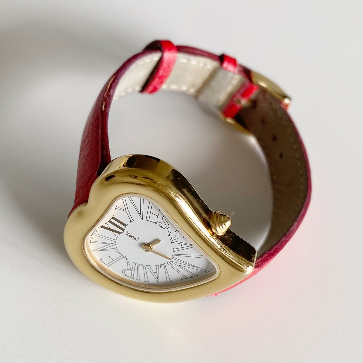 Yves Saint Laurent 1990s Heart shaped Dial Gold Plated Watch