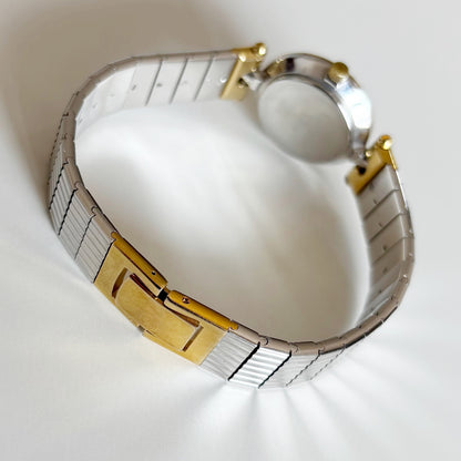 Dior 1990s Navy Round Dial Two Tone Watch
