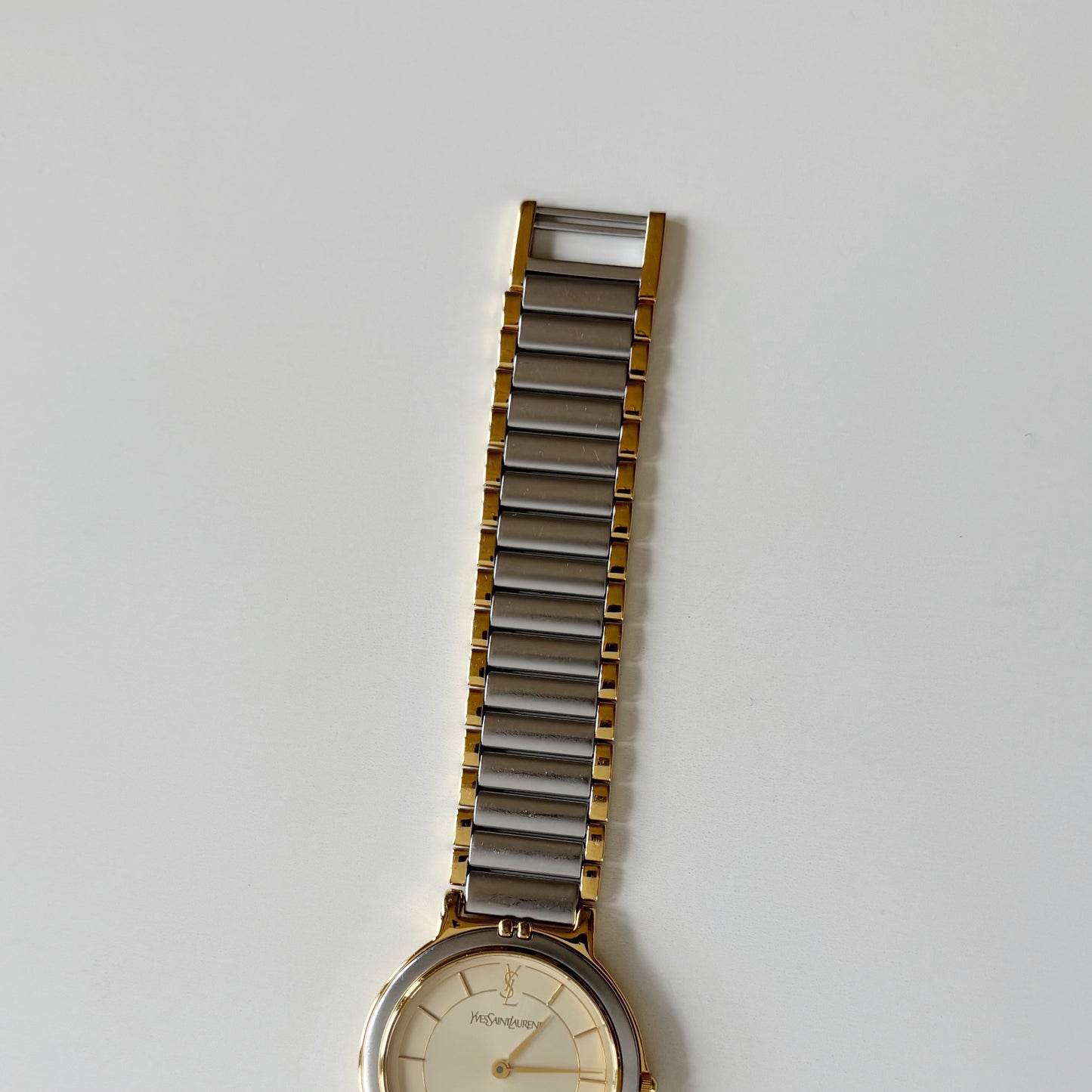 Yves Saint Laurent 1990s Round Dial Gold Plated Two Tone watch (Large)