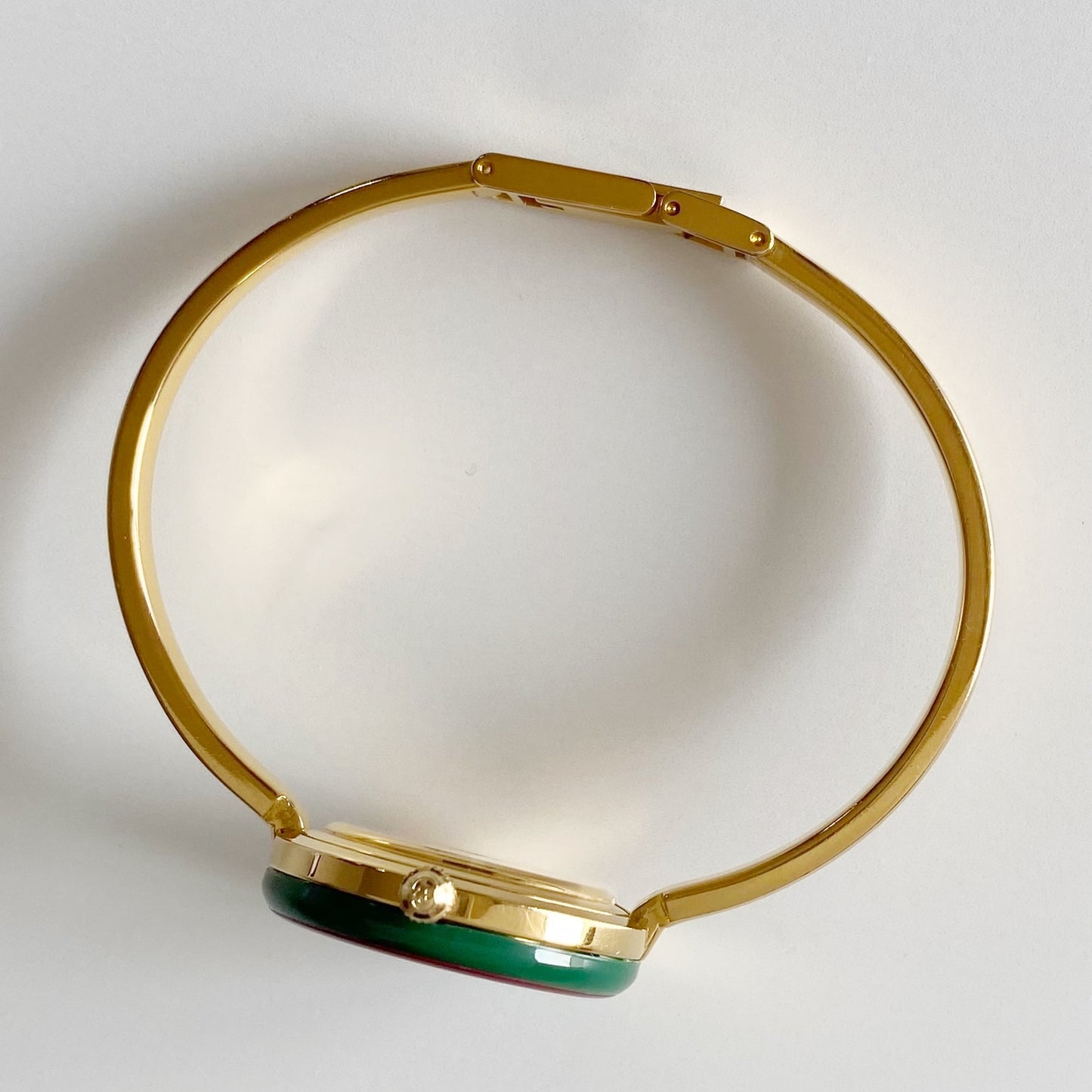 Gucci 1990s Interchangeable Bezel Gold Plated Bangle Watch with 12 bezels, case
