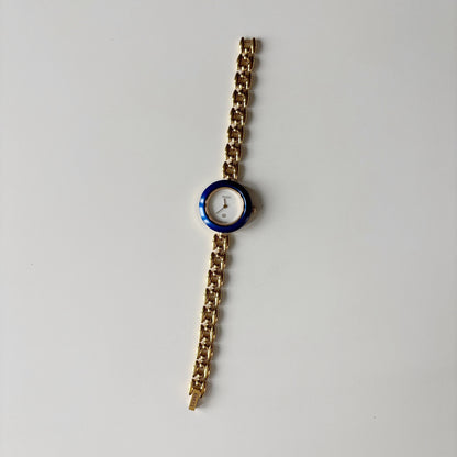 Gucci Interchangeable Bezel Gold Plated Rice Chain Watch with 6 bezels, case (168mm)