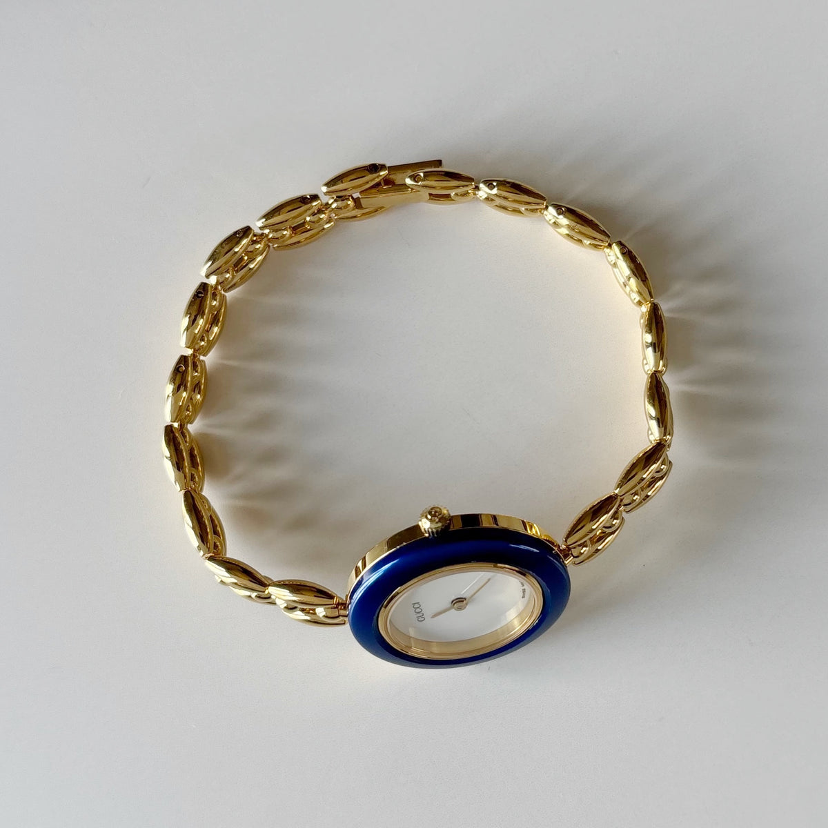 Gucci 1990s Interchangeable Bezel Gold Plated Rice Chain Watch with 6 bezels, case (170mm)