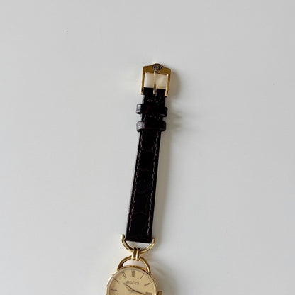 Gucci 1990s Gold Dial Horsebit Gold Plated Watch