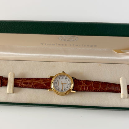 Gucci 1990s Date Round Dial Gold Plated Watch