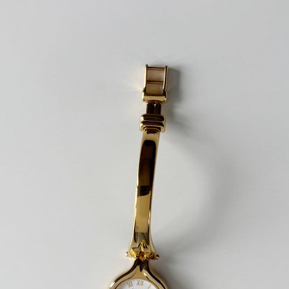 Burberry 1990s Round Dial Gold Plated Bangle Watch