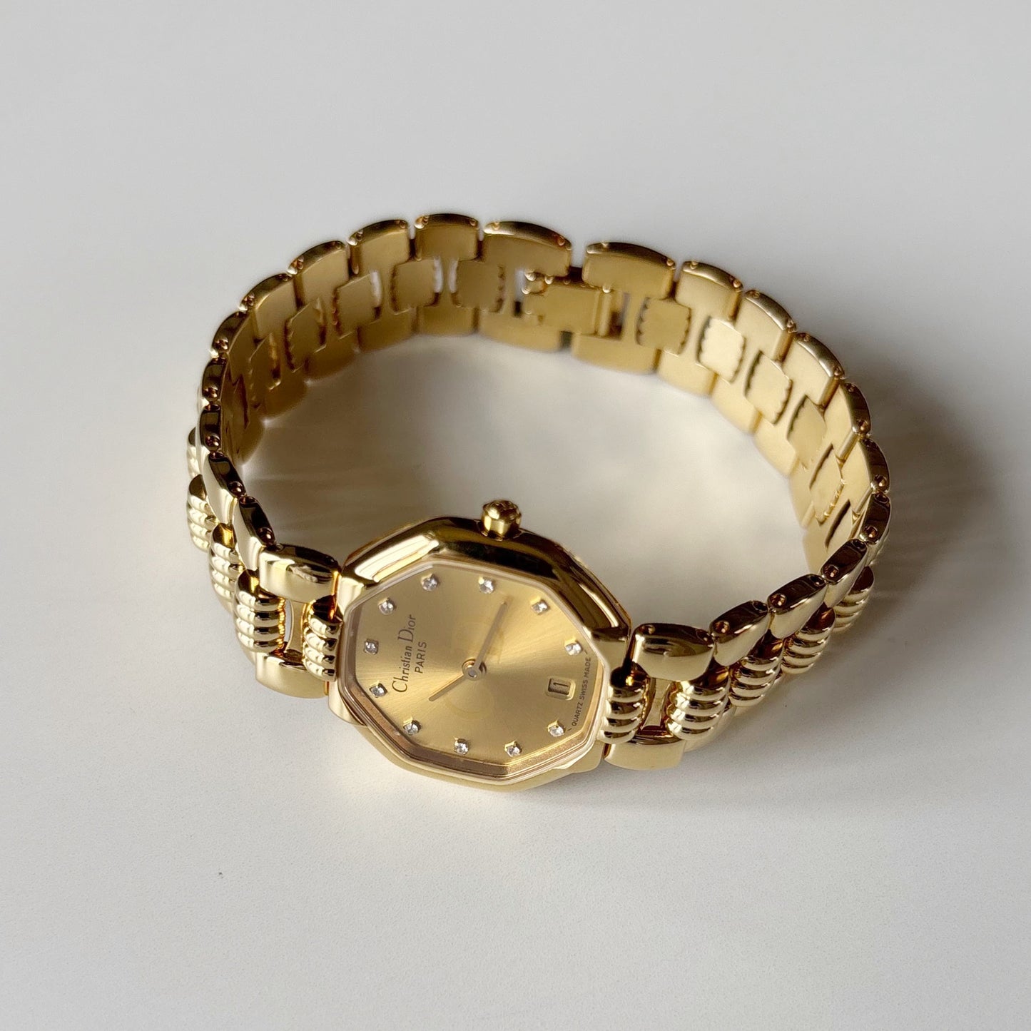 Dior 1990s Octagon Gold Plated Watch